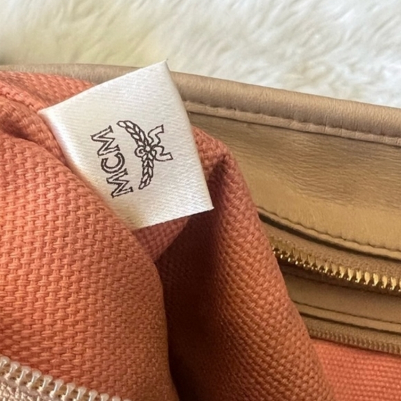 MCM Ltd. Ed.  Cream and peach Visetos Zippered Tote - Picture 11 of 13